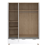 Ikast Wardrobe 3 Doors and 2 Drawers with Mirror in Jackson Hickory and White