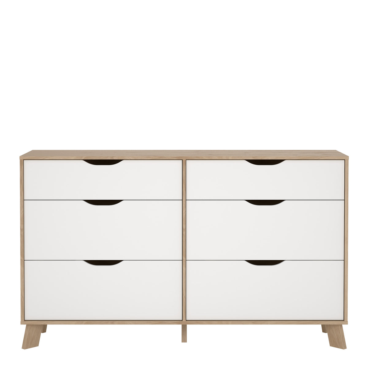 Ikast 6 Drawers Double Dresser in Jackson Hickory and White