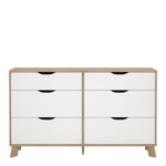 Ikast 6 Drawers Double Dresser in Jackson Hickory and White