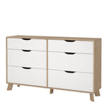 Ikast 6 Drawers Double Dresser in Jackson Hickory and White