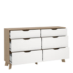 Ikast 6 Drawers Double Dresser in Jackson Hickory and White