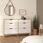 Ikast 6 Drawers Double Dresser in Jackson Hickory and White