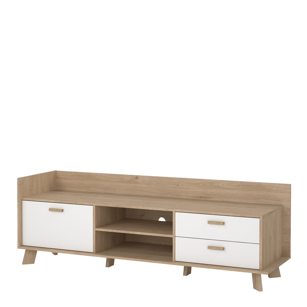 Ikast TV-Unit with 1 Door + 2 Drawers in Jackson Hickory and White