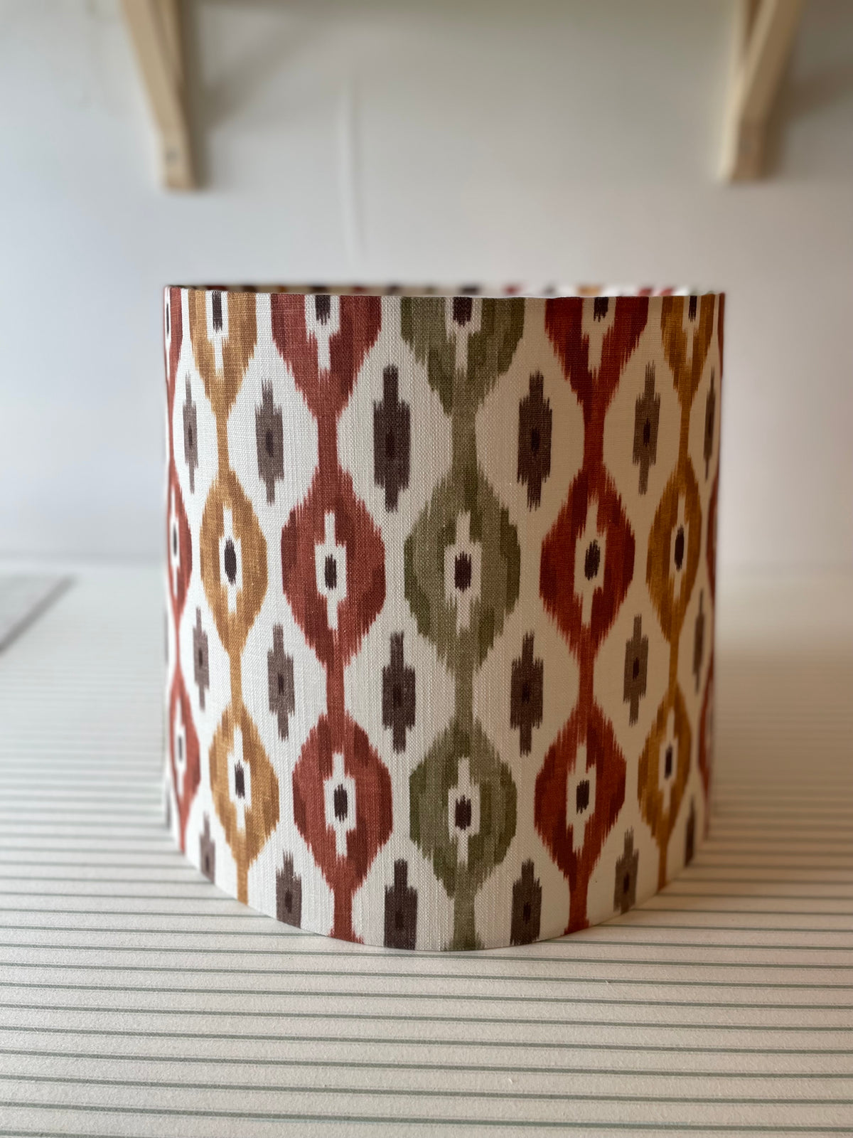 Handmade Empire or Candle Clip Lampshade in Red, Rust and OrangeIkat fabric (Copy)