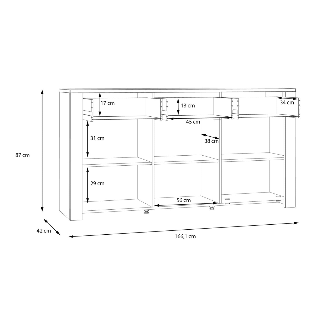 Bohol Sideboard in Riviera Oak/Grey Oak