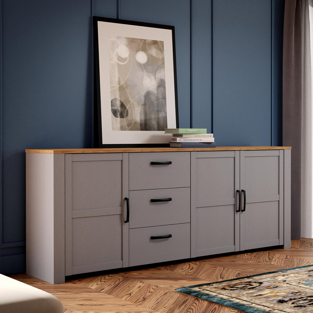 Bohol Large Sideboard in Riviera Oak/Grey Oak