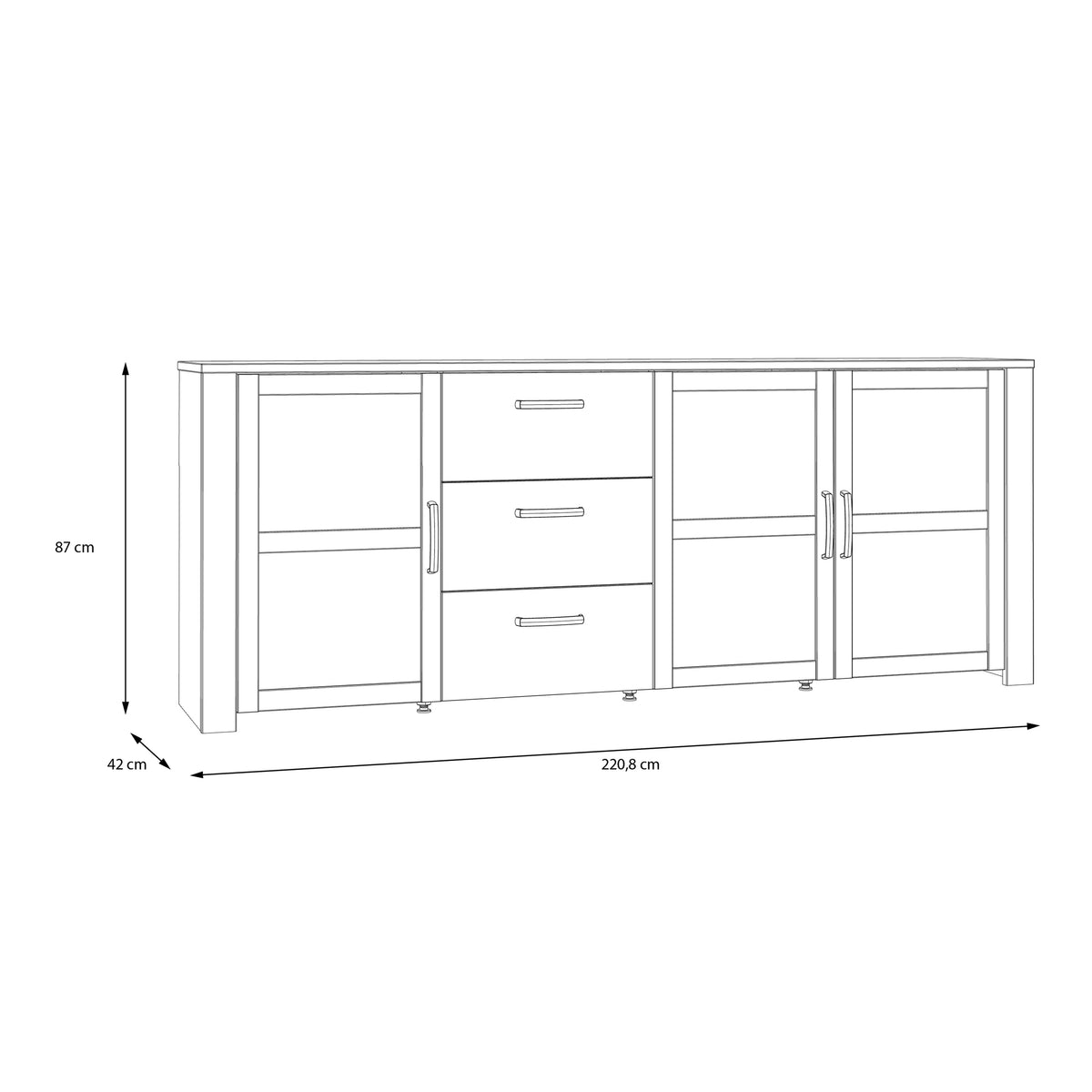 Bohol Large Sideboard in Riviera Oak/Grey Oak