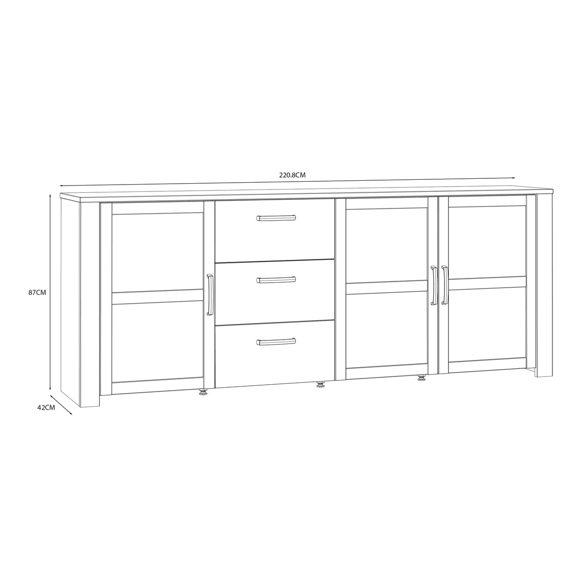 Bohol Large Sideboard in Riviera Oak/White