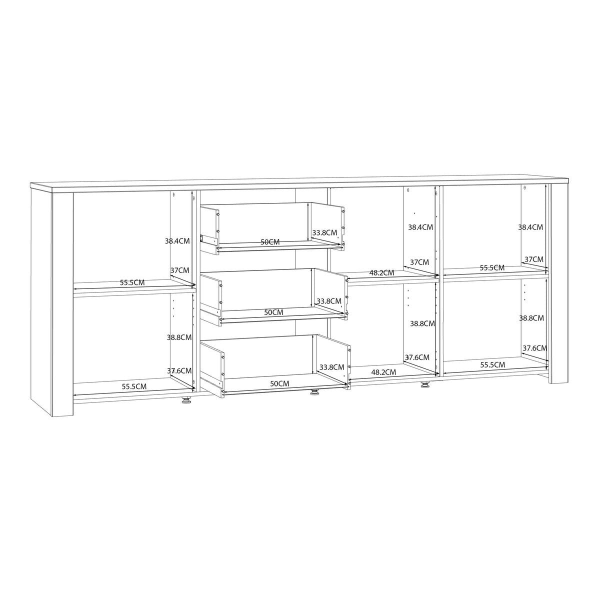 Bohol Large Sideboard in Riviera Oak/White