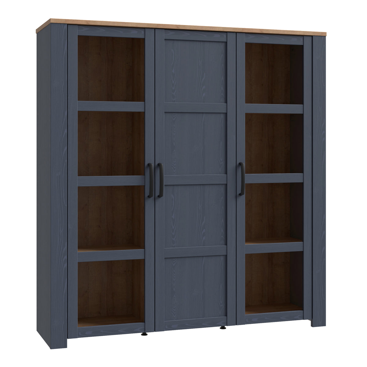 Bohol Large Display Cabinet in Riviera Oak/Navy