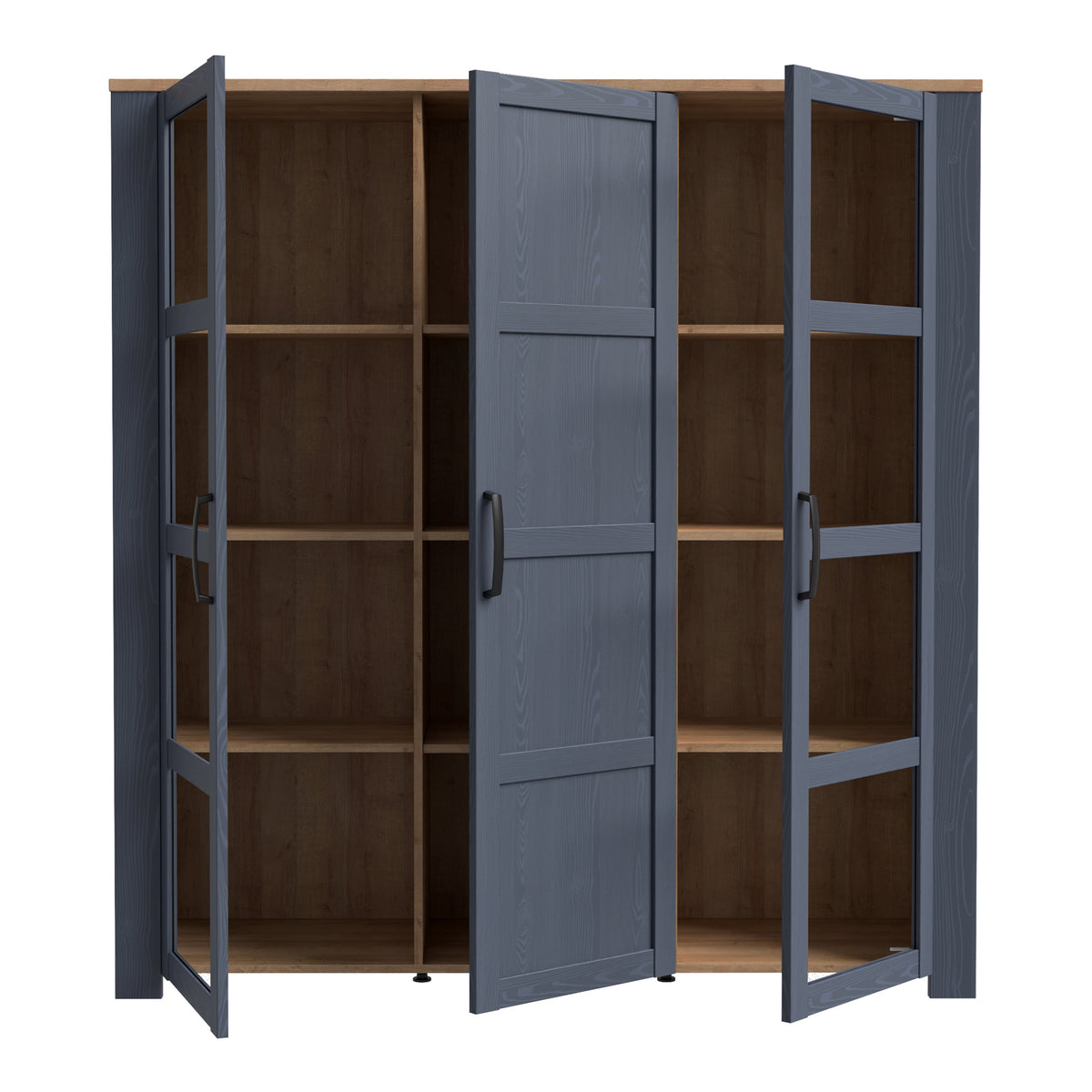 Bohol Large Display Cabinet in Riviera Oak/Navy