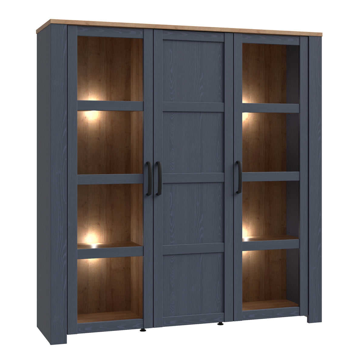 Bohol Large Display Cabinet in Riviera Oak/Navy