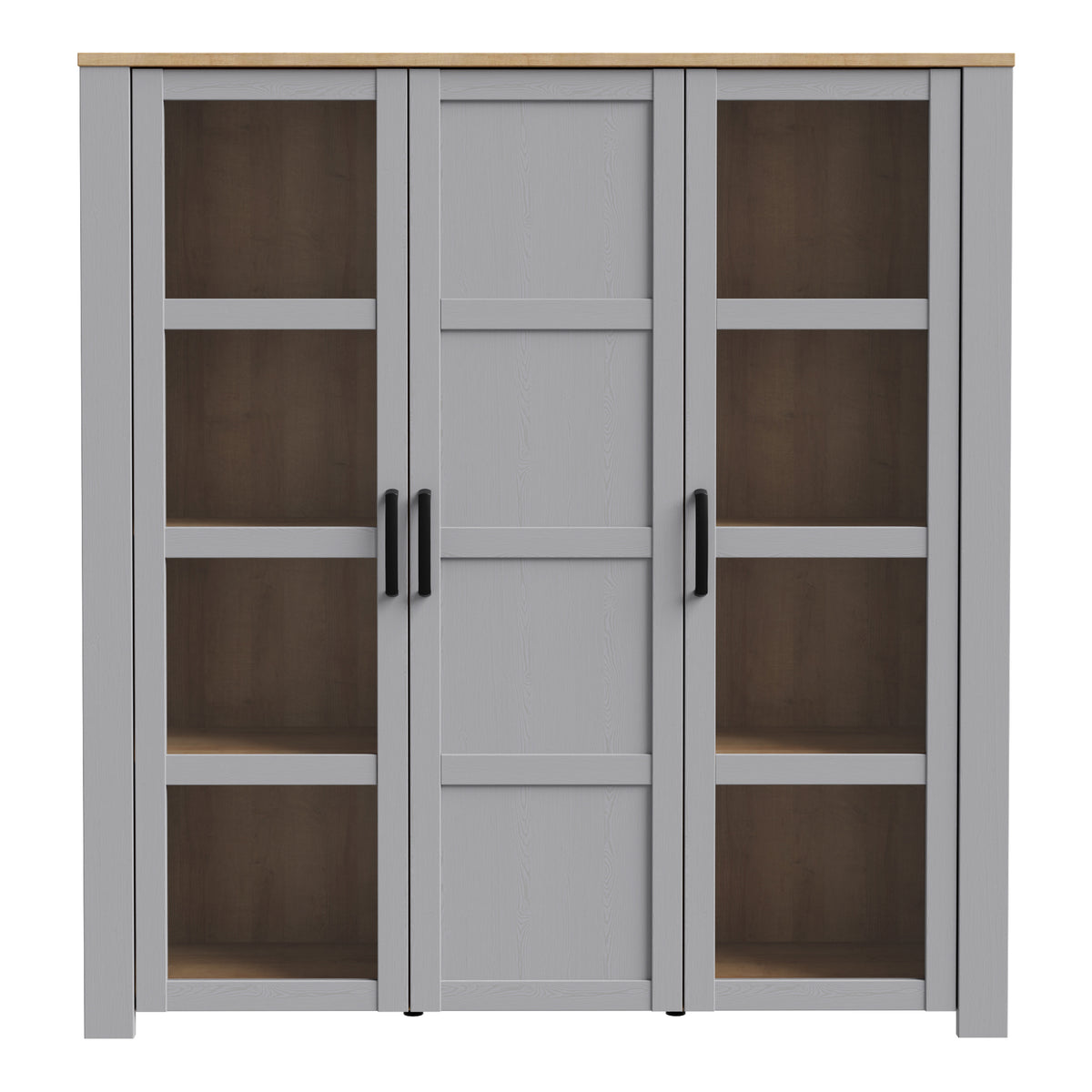 Bohol Large Display Cabinet in Riviera Oak/Grey Oak