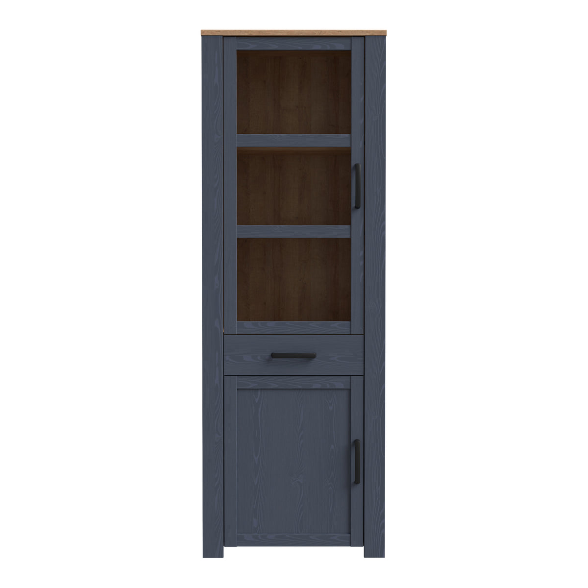 Bohol Narrow Display Cabinet in Riviera Oak/Navy