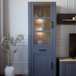 Bohol Narrow Display Cabinet in Riviera Oak/Navy