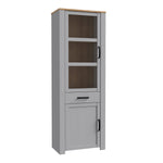 Bohol Narrow Display Cabinet in Riviera Oak/Grey Oak