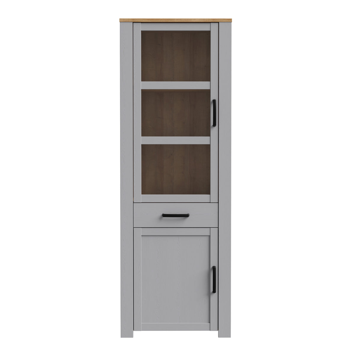 Bohol Narrow Display Cabinet in Riviera Oak/Grey Oak