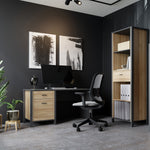 High Rock Desk in Matt Black/Riviera Oak