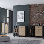 High Rock Storage / Display Chest in Matt Black/Riviera Oak