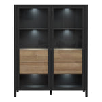 High Rock Extra Wide Display Cabinet in Matt Black/Riviera Oak