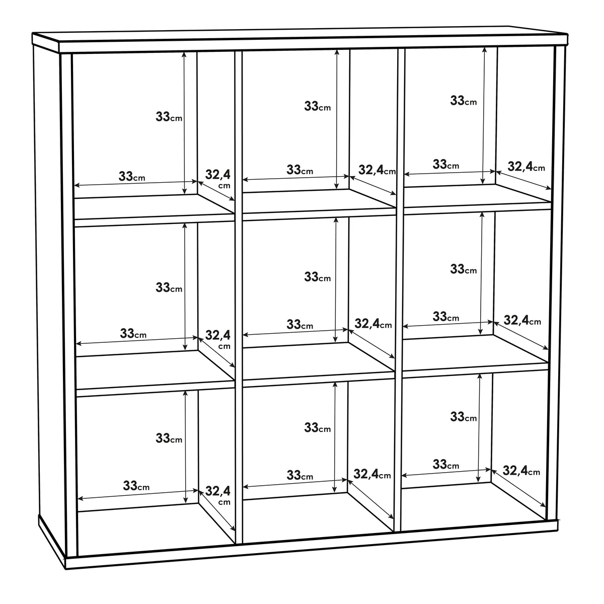 Mauro 3x3 Storage Unit in Sand Oak