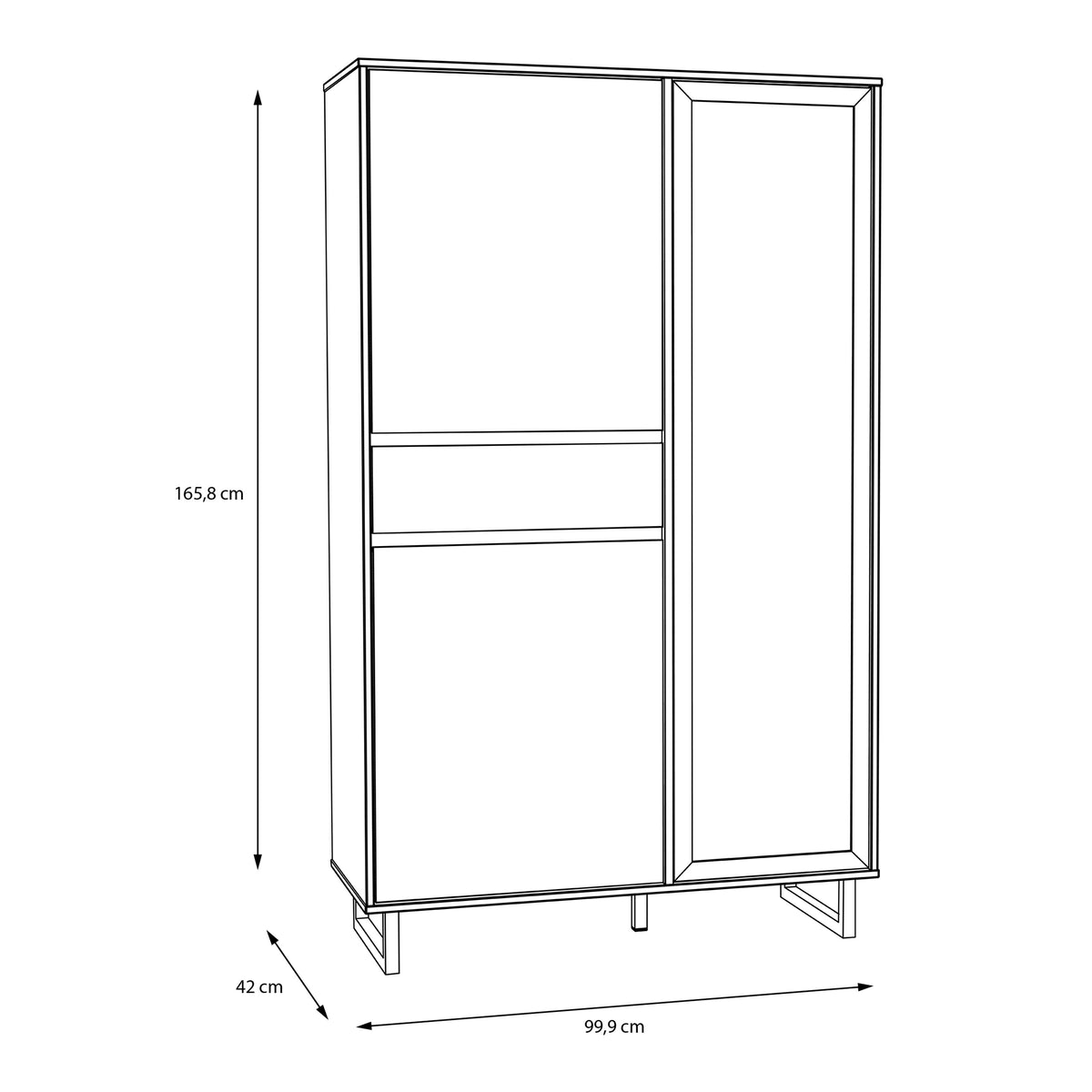 Nikomedes Display Cabinet in Spica Oak/Matt Black/Bartex Oak