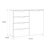 Sienna 4 Chest of Drawers 1 Door in White/White High Gloss