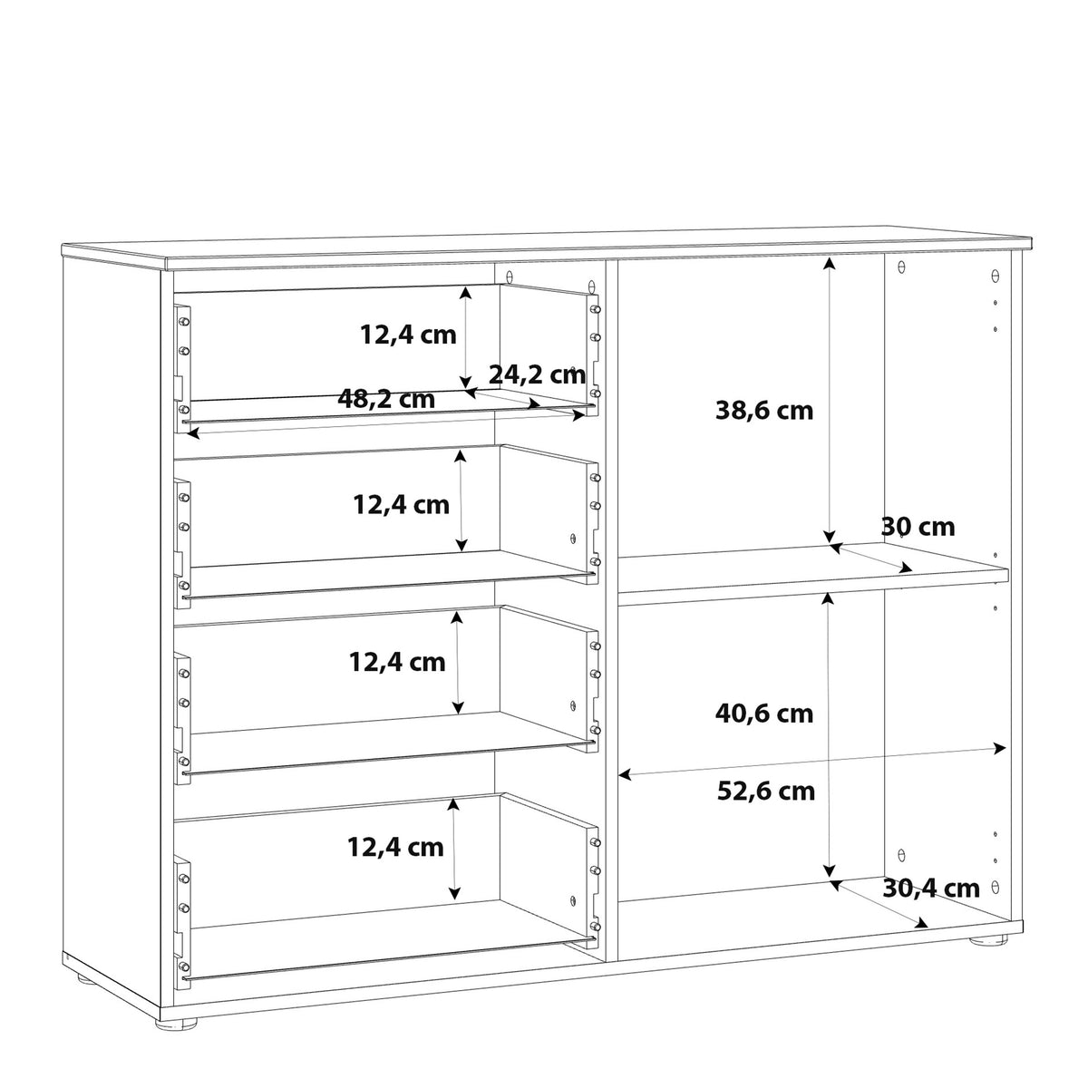 Sienna 4 Chest of Drawers 1 Door in White/White High Gloss