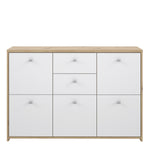 Best Chest Storage Cabinet with 2 Drawers and 5 Doors in Artisan Oak/White