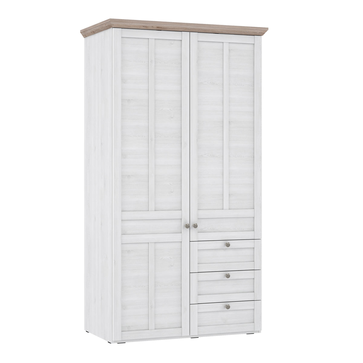 Iloppa 2 Door Wardrobe in Snowy Oak/Oak Nelson