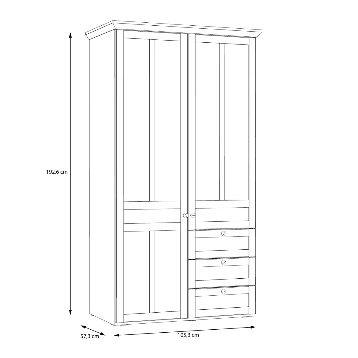 Iloppa 2 Door Wardrobe in Snowy Oak/Oak Nelson