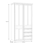 Iloppa 2 Door Wardrobe in Snowy Oak/Oak Nelson