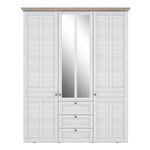 Iloppa 3 Door Wardrobe in Snowy Oak/Oak Nelson