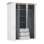 Iloppa 3 Door Wardrobe in Snowy Oak/Oak Nelson