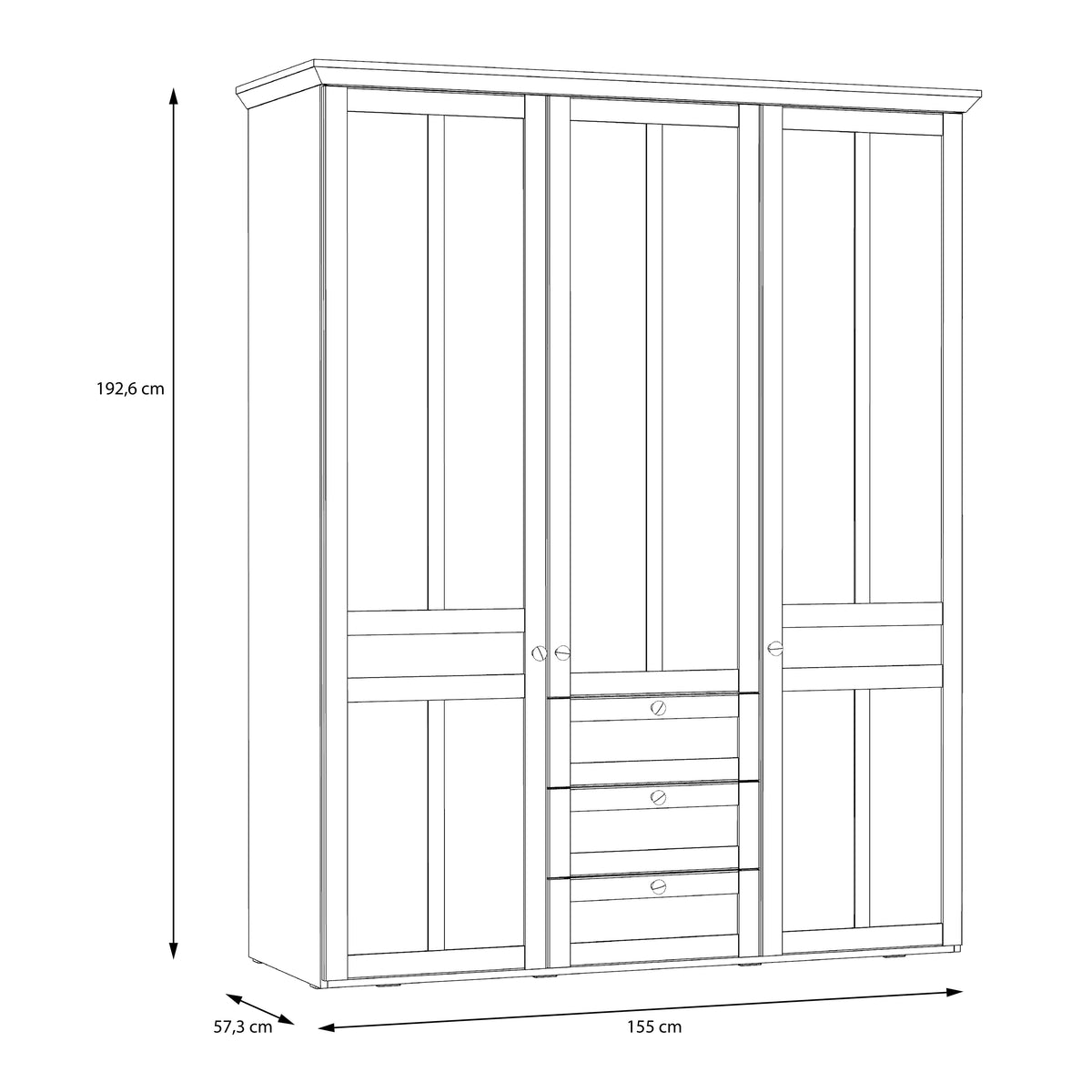 Iloppa 3 Door Wardrobe in Snowy Oak/Oak Nelson