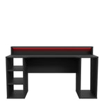 Tezaur Gaming Desk 2 Shelves with LED in Matt Black