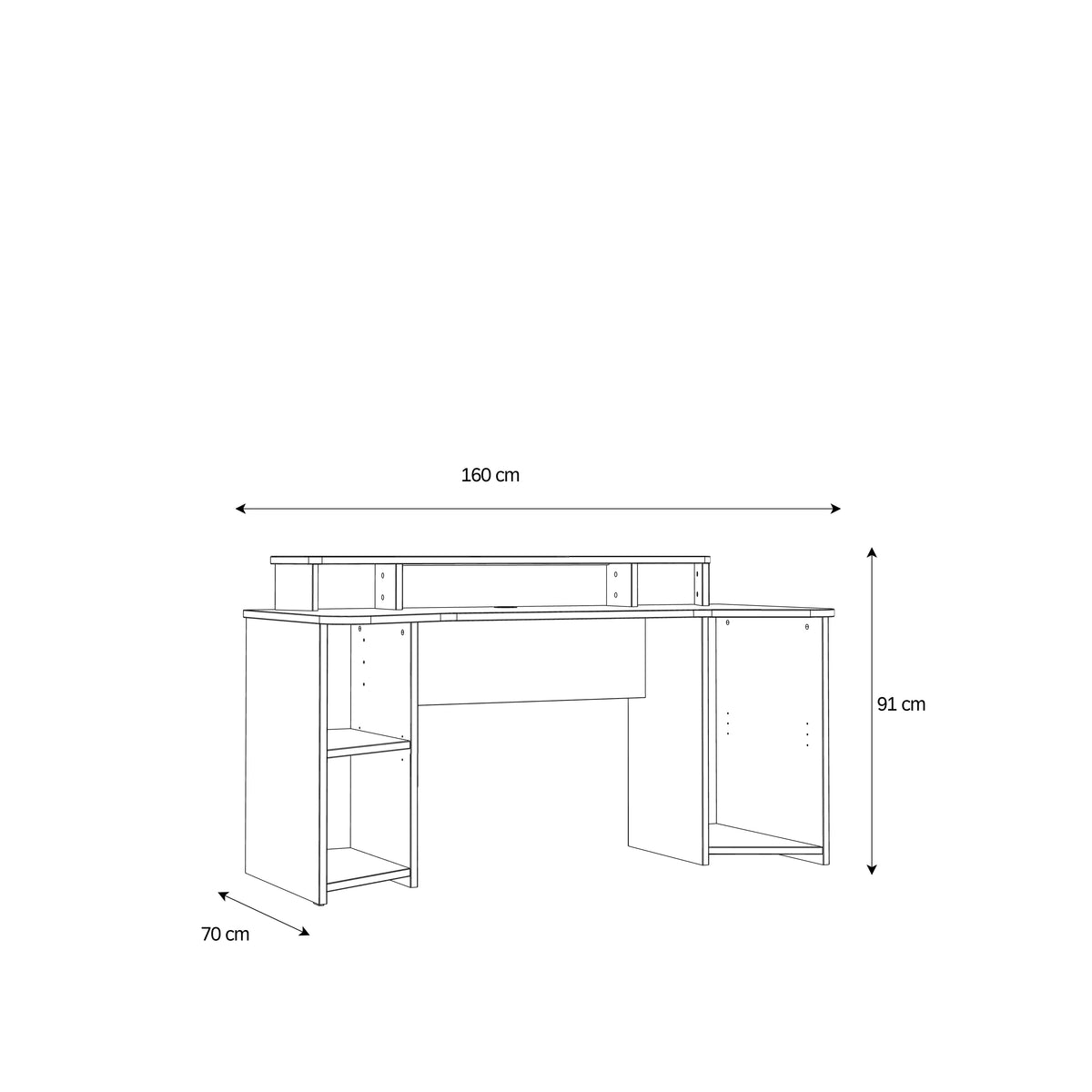 Tezaur Gaming Desk with LED in Matt Black