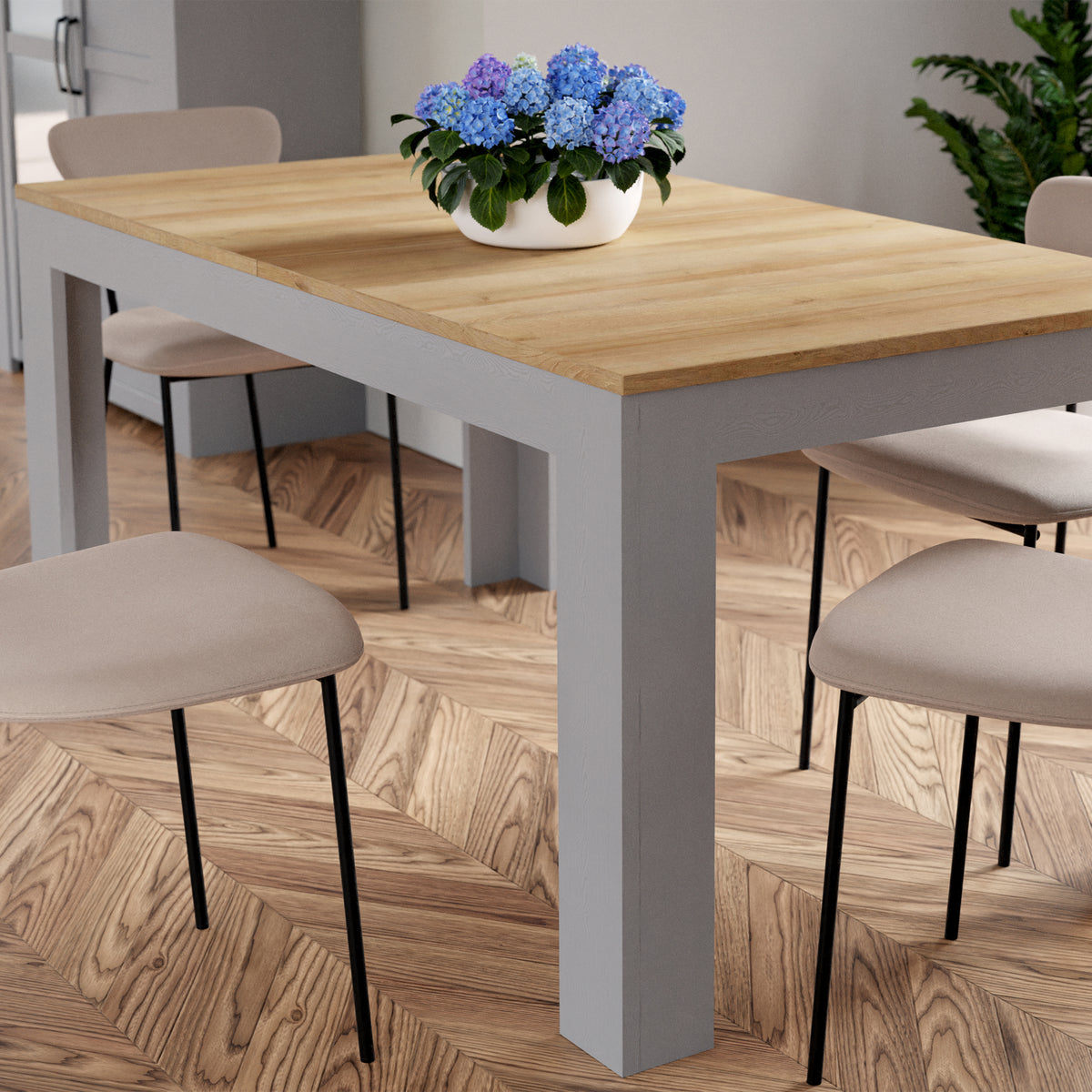 Bohol Extending Dining Table in Riviera Oak/Grey Oak