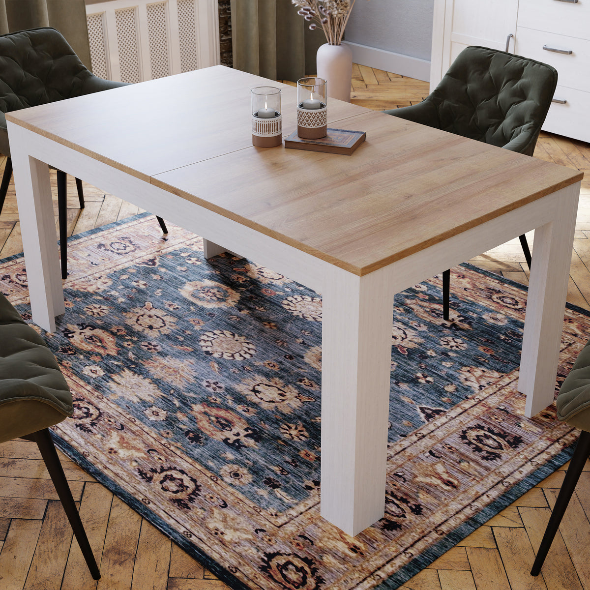 Bohol Extending Dining Table in Riviera Oak/White