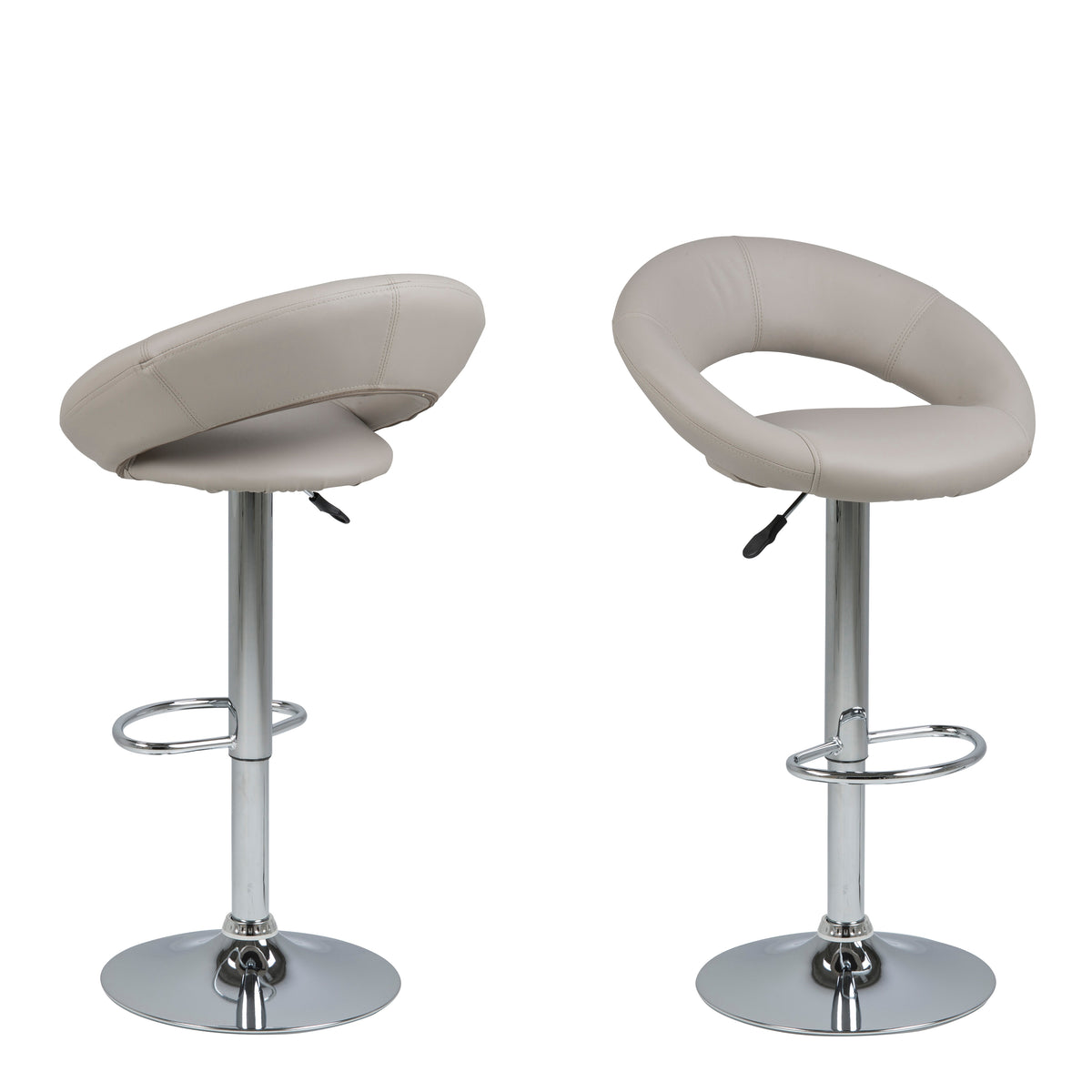 Plump Light Grey Swivel Bar Stool with Open Back