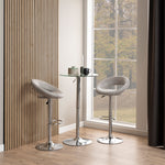 Plump Light Grey Swivel Bar Stool with Open Back