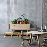 A-Line Sideboard with 4 Drawers and Sliding Door in White Oak