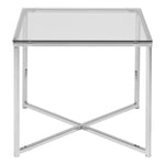 Cross Square Metal Side Table with Glass Top