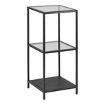 Seaford Narrow Black Metal Bookcase with 2 Glass Shelves