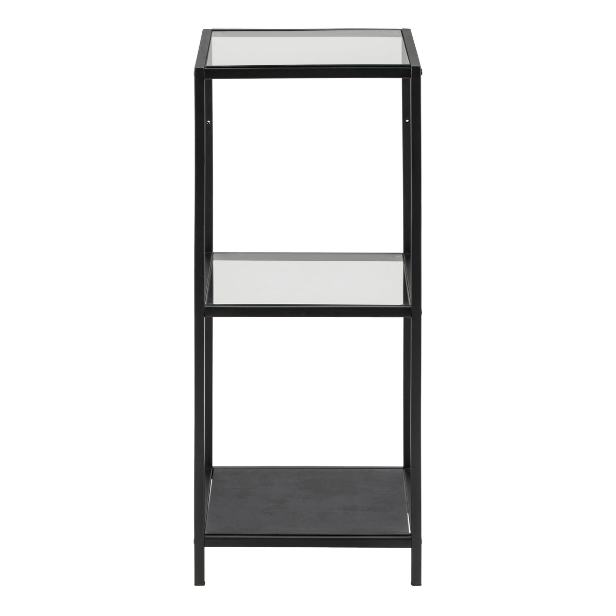 Seaford Narrow Black Metal Bookcase with 2 Glass Shelves