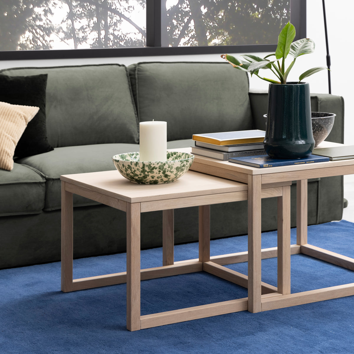 Cornus Coffee Table in White Oak Set of 2