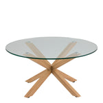 Heaven Round Coffee Table with Smoked Glass Top and Oak Legs