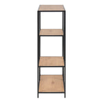 Seaford Black Metal Asymmetrical Bookcase with 3 Oak Shelves