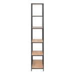 Seaford Tall Black Metal Bookcase with 5 Oak Shelves