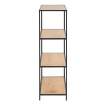 Seaford Black Metal Low Bookcase with 3 Oak Shelves